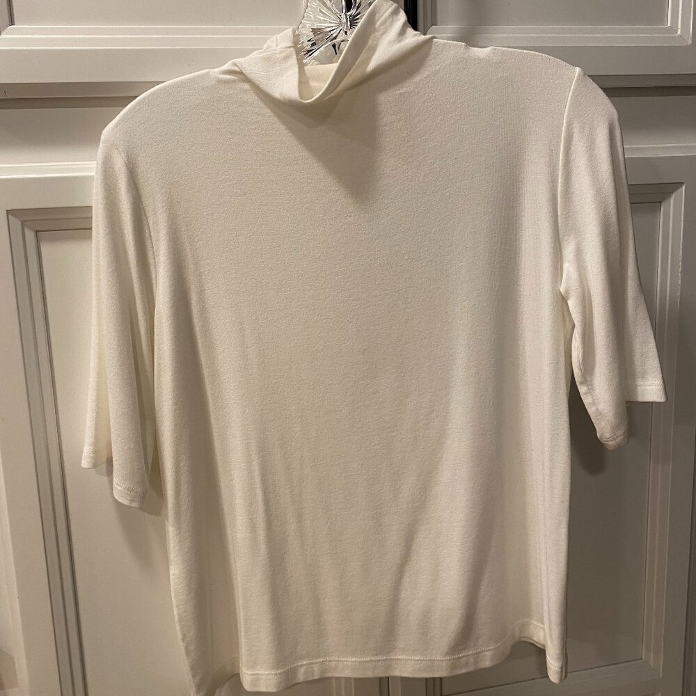 Vince XS White Women's Vince Elbow-Sleeve Turtleneck Top